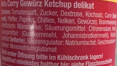 Curry Gewürz Ketchup ingredients label