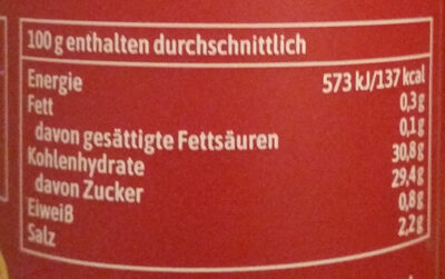 Gewürz Ketchup Curry Scharf nutrition facts table