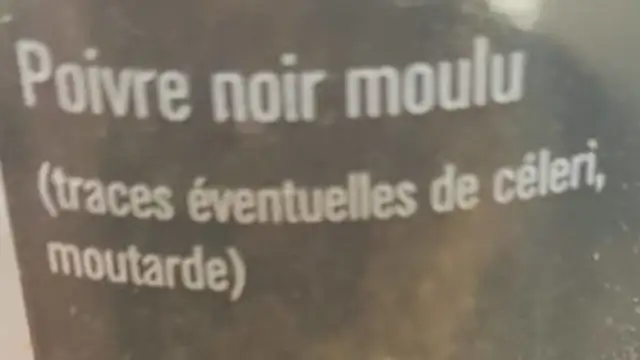 Poivre noir moulu FUCHS ingredients label