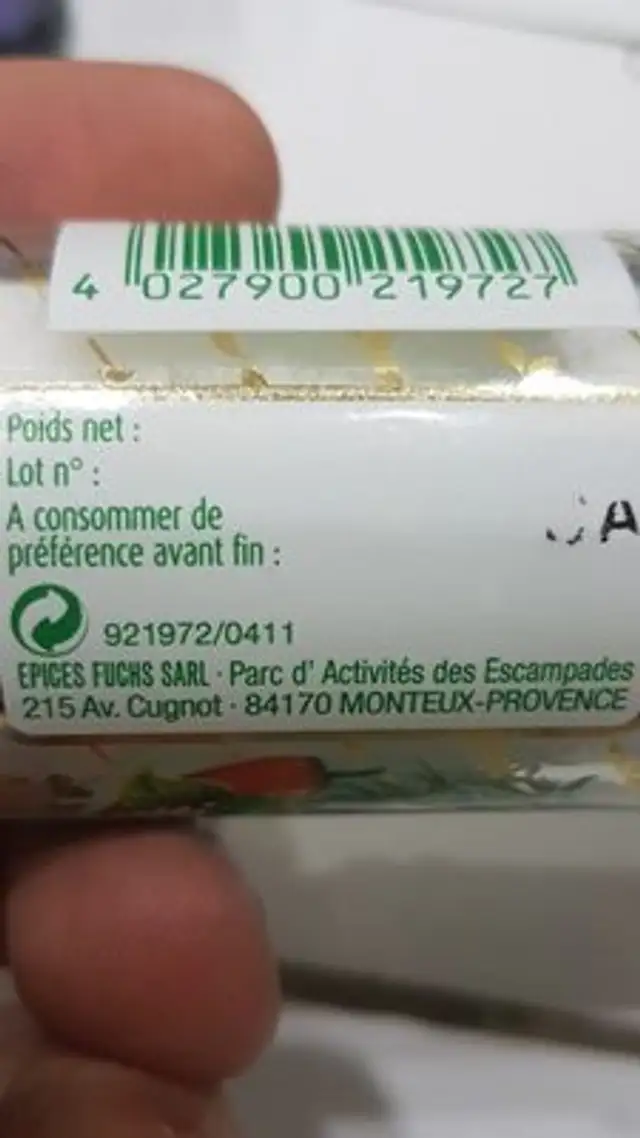Moulin gros sel ingredients label