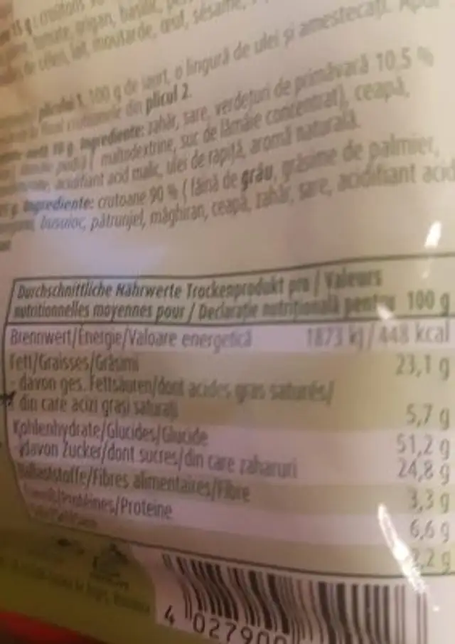 Salatfix kit salade ingredients label