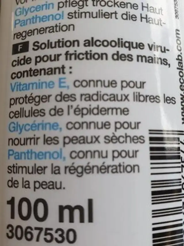 Skinman Soft Prot Alk Händedesinfekt 100 ML ingredients label