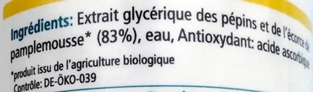 CitroBiotic ingredients label