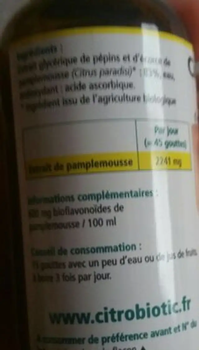 CitroBioticplus ingredients label