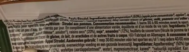 Powerbar Natural Energy Fruit Bar (40GR) - Appe. .. ingredients label