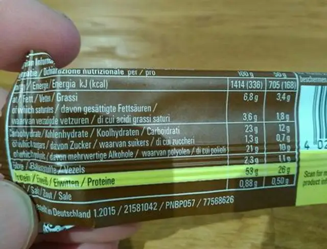 Protein Plus 52% Bar 50 g Chocolat nutrition facts table