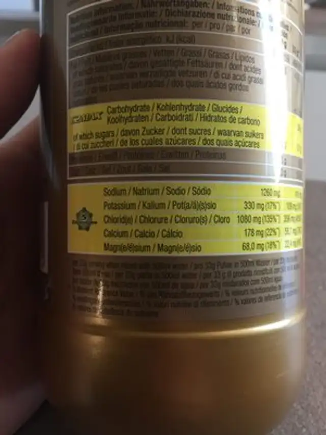 Powerbar Isoactive 600 GR ingredients label