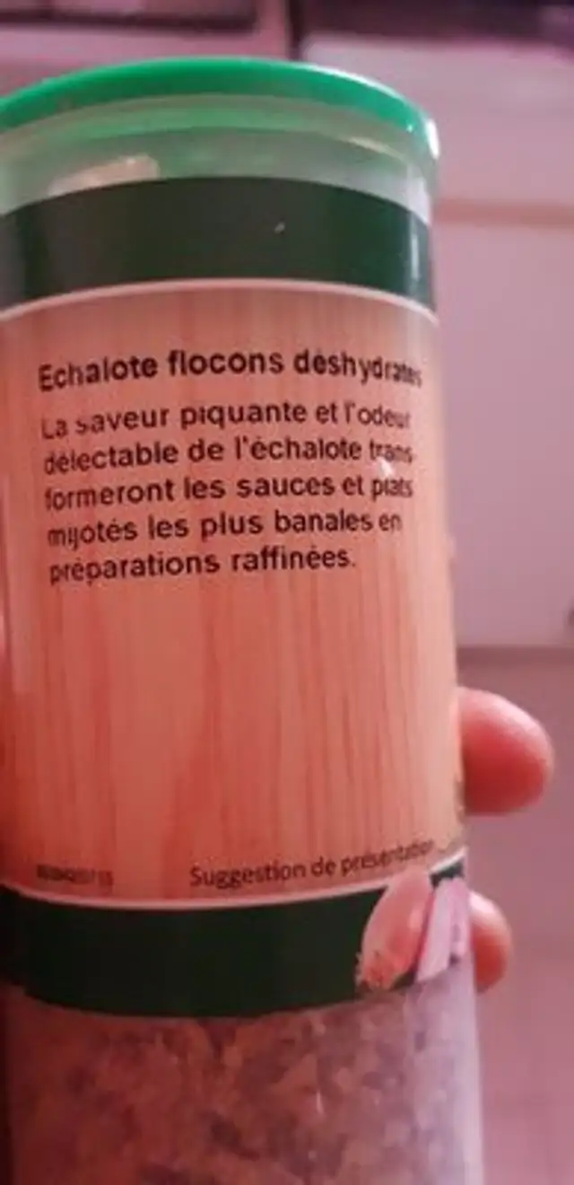 Columbia echalote en flocons ingredients label