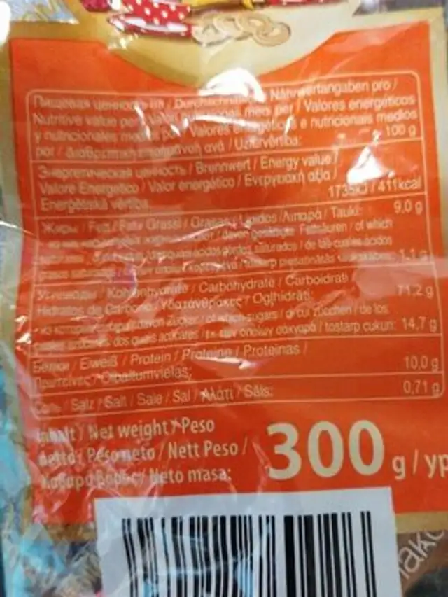 Hefegebäck Ringe nutrition facts table