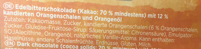 No. 01 orange ingredients label