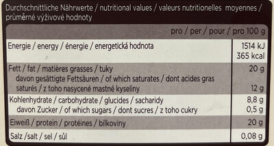 Kakaopulver nutrition facts table
