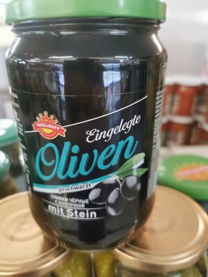 Schwarze Oliven mit Stein