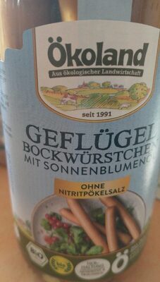 Geflügel Bockwürstchen mit Sonnenblumenöl front packaging