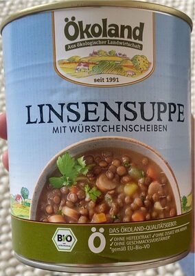 Linsensuppe mit Würstchenscheiben