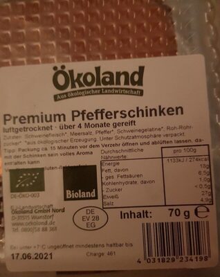 Premiumhersteller Pfefferschinken front packaging