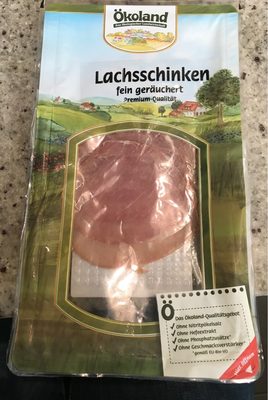 ökoland Premium-lachsschinken Geschnitten, 80 Gr Packung4 Mon. Luftgetrockn. / Geräu front packaging