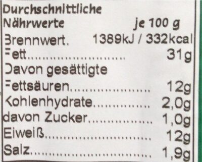 Bratwurst Salsicciaart nutrition facts table