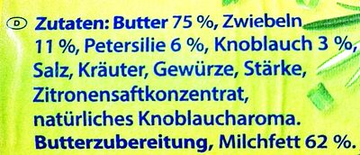 Kräuterbutter XXL ingredients label