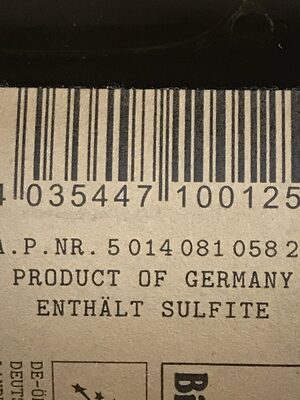 2020 Böchingen Zinkler Riesling Kalkmergel trocken ingredients label