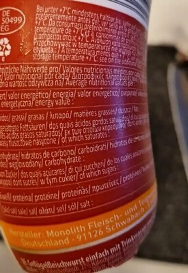 Doktorskaja Sausage nutrition facts table