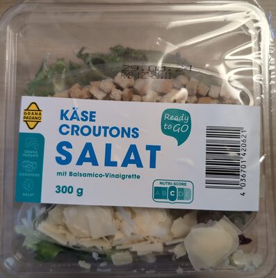 Käse Croutons Salat mit Balsamico-Vinaigeette front packaging
