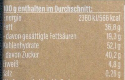 Chocjes cookie lover nutrition facts table