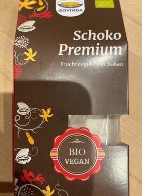 Schoko Premium Fruchtkugeln mit Kakao front packaging