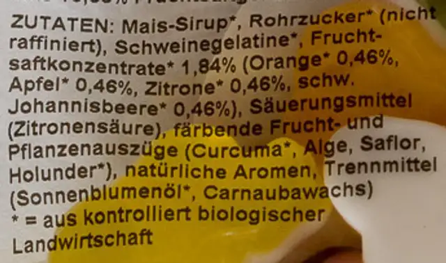 Dschungel-Tiere ingredients label