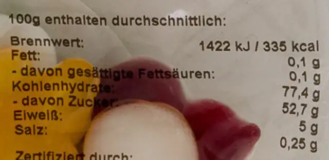 Dschungel-Tiere nutrition facts table