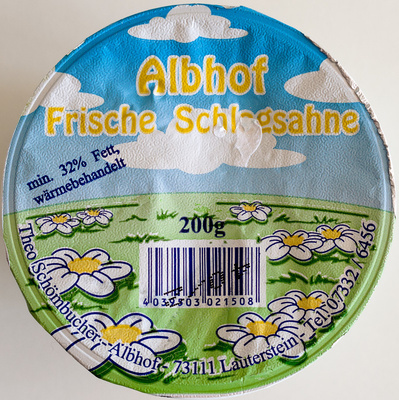 Frische Schlagsahne front packaging
