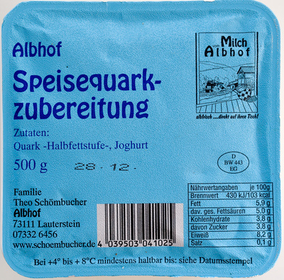 Speisequarkzubereitung Halbfettstufe front packaging