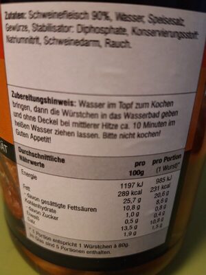 Pommersche Krakauer nutrition facts table