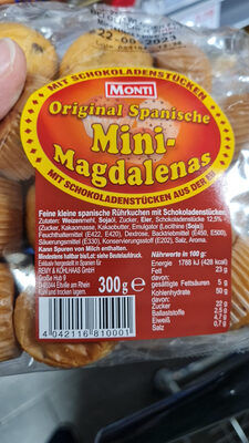 Mini-Magdalenas ingredients label