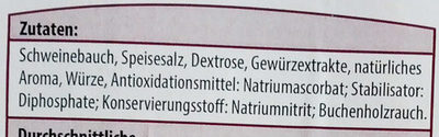Delikatess Bauch gegart ingredients label