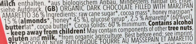 Feine Bitter - Marzipan Amaretto ingredients label