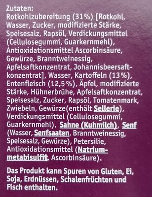 Entenfleisch ingredients label