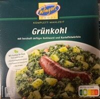 Grünkohl mit Kohlwurst und Kartofflwürfeln