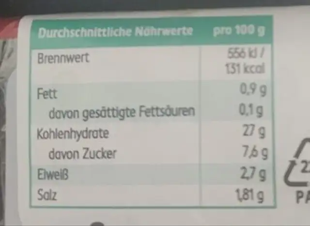 Onigiri korean kimchi style nutrition facts table