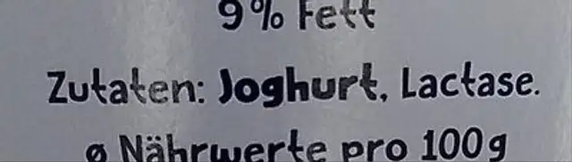 Joghurt Griechischer Art ingredients label