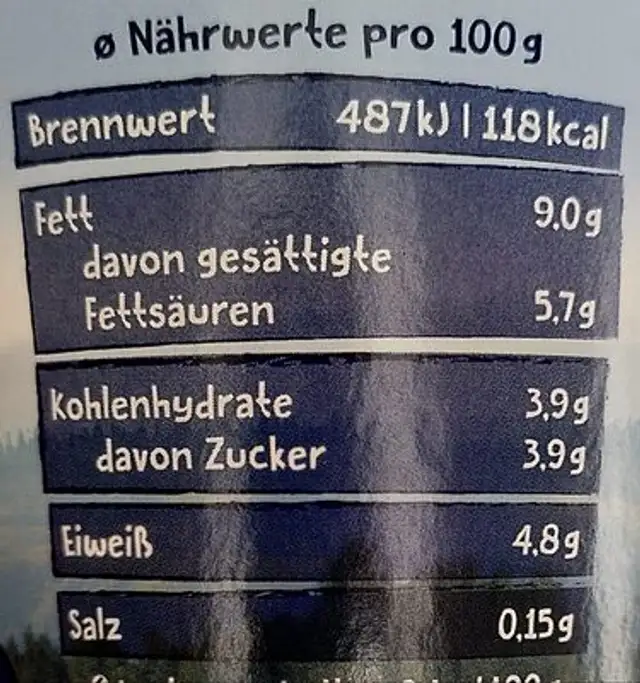 Joghurt Griechischer Art nutrition facts table