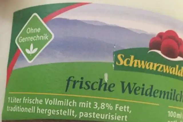 Frische Weidemilch 3,8% ingredients label