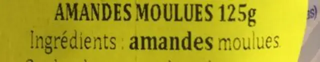 Amandes moulues ingredients label