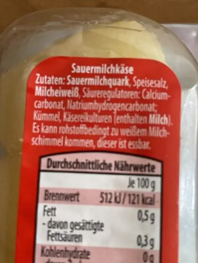 Harzer Minis Natur ingredients label