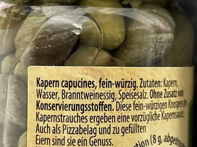 ALDI Cucina Kapern ingredients label