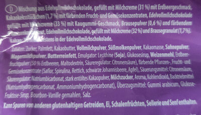 Halloween Monster Pralinen ingredients label