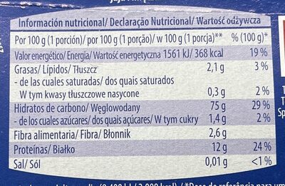 Wloski makaron nutrition facts table