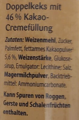 Doppelkeks Kurpfalz Rolle ingredients label