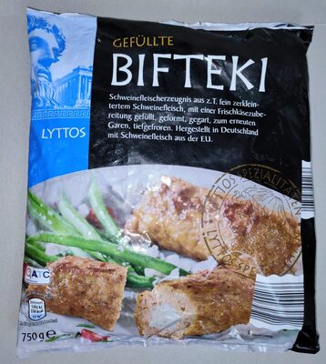 Gefüllte Bifteki front packaging