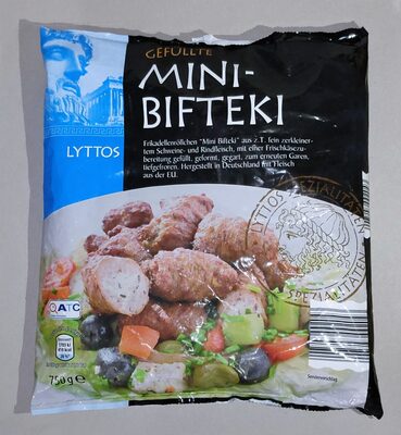 Gefüllte Mini-Bifteki front packaging