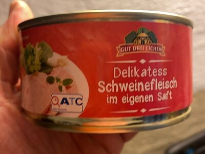 Delikatess Schweinefleisch im eigenen Saft front packaging